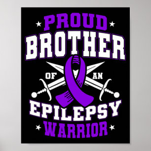 Mens proud brother of an epilepsy warrior purple poster