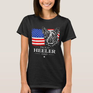 Mens Proud Cattle Dog Heeler Dad American Flag Pat T-Shirt