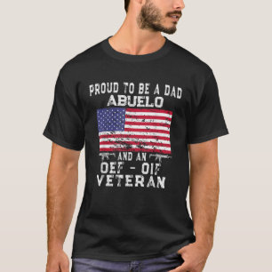 Mens Proud Dad Abuelo OEF OIF Veteran Retro US Fla T-Shirt