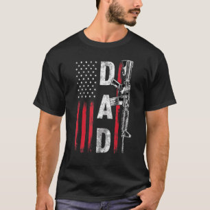 Mens Proud Dad Daddy Gun Rights Ar-15 American Fla T-Shirt