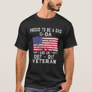 Mens Proud Dad G Da OEF OIF Veteran Retro US Flag T-Shirt