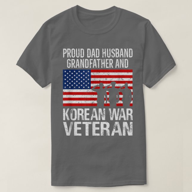Mens Proud Dad Husband Grandfather and Korean War  T-Shirt (Design Front)