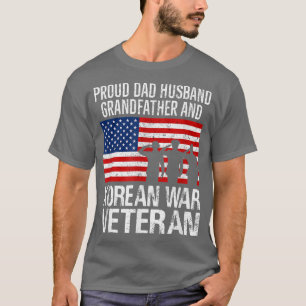 Mens Proud Dad Husband Grandfather and Korean War  T-Shirt