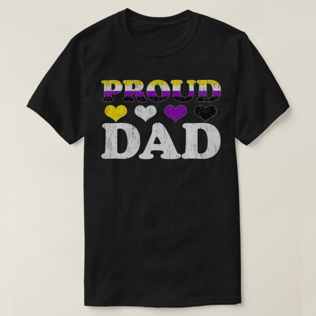 Mens Proud dad Nonbinary Pride Flag LGBT Fathers D T-Shirt (Design Front)