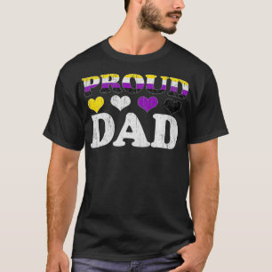 Mens Proud dad Nonbinary Pride Flag LGBT Fathers D T-Shirt
