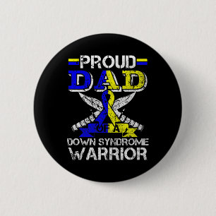 Mens Proud Dad Of A Down Syndrome Warrior Costume  6 Cm Round Badge