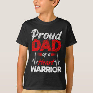 Mens Proud Dad Of A Heart Warrior Coronary Heart D T-Shirt