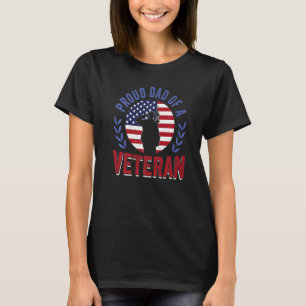 Mens Proud Dad of a Veteran American Flag US Veter T-Shirt