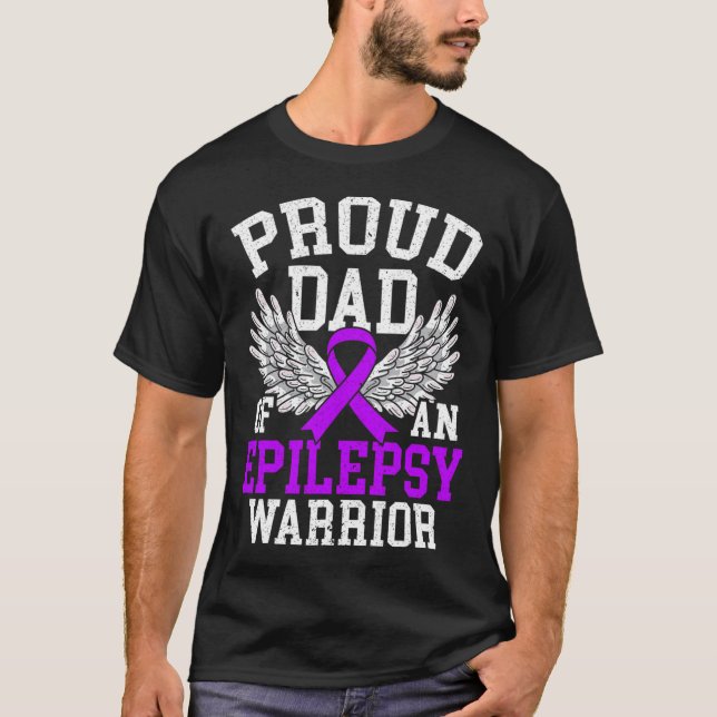 Mens Proud Dad Of An Epilepsy Warrior Epilepsy Awa T-Shirt (Front)