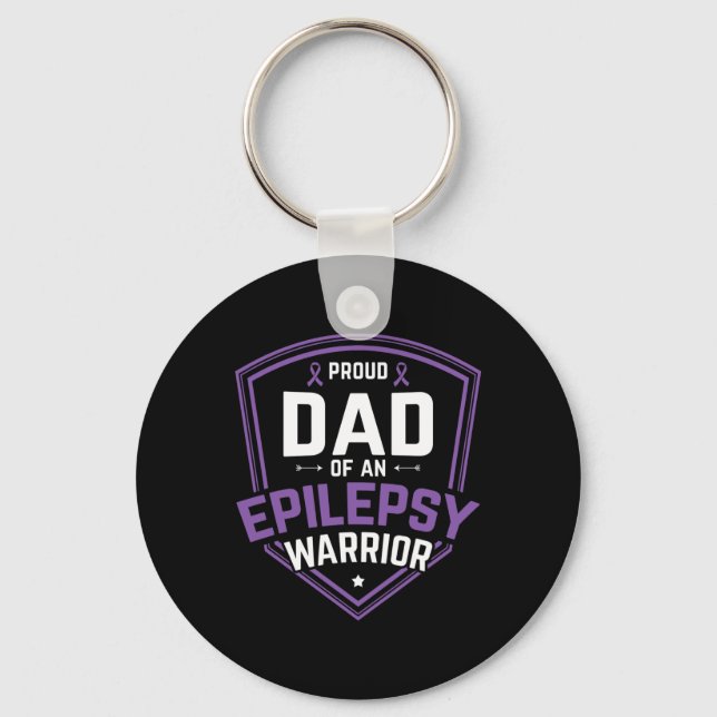 Mens Proud Dad of Epilepsy Warrior Epilepsy Awaren Key Ring (Front)