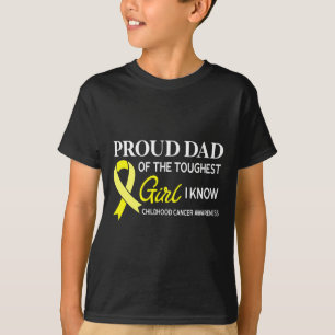 Mens Proud Dad of Girl Childhood Cancer Awareness  T-Shirt