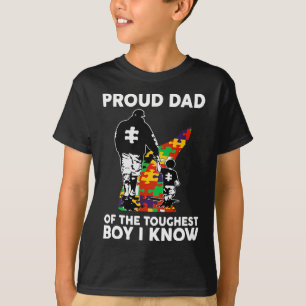 Mens Proud Dad Of The Toughest Boy I Know Autism A T-Shirt