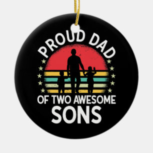 Mens Proud Dad Of Two Awesome Sons Cool Father Ceramic Tree Decoration