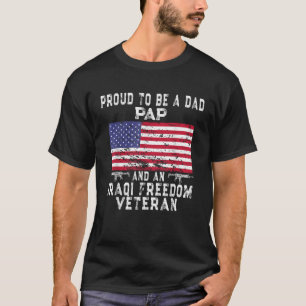 Mens Proud Dad Pap Iraqi Freedom Veteran Retro US T-Shirt