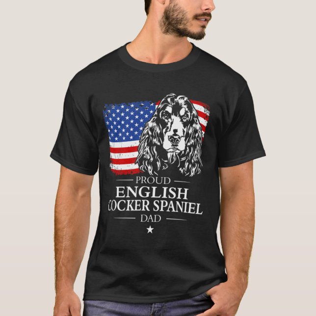 Mens Proud English Cocker Spaniel Dad American Fla T-Shirt (Front)