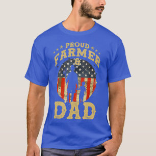 Mens Proud Farmer  Dad Patriotic Farming T-Shirt
