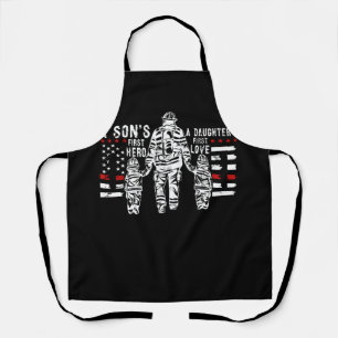 Mens Proud Firefighter Dad Daddy Fireman Dad Fathe Apron