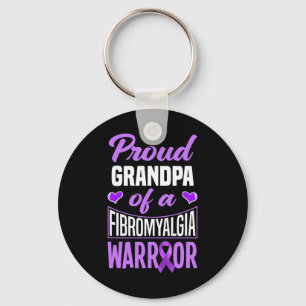 Mens Proud Grandpa Of A Fibromyalgia Warrior 1 Key Ring