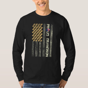 Mens Proud Grandson American Flag Football Father  T-Shirt