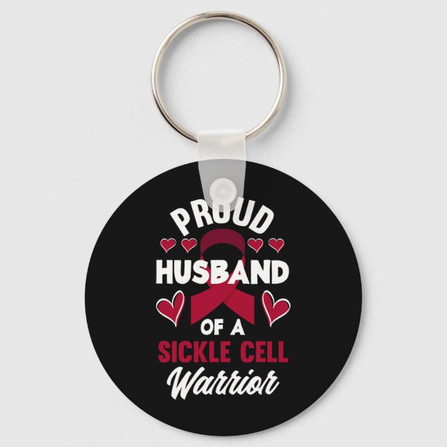 Mens Proud Husband Of A Sickle Cell Warrior Sickle Key Ring (Front)