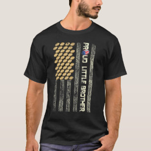 Mens Proud Little Brother American Flag Football P T-Shirt