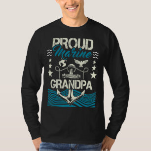 Mens Proud Marine Grandpa  Granddad Papa Pops T-Shirt