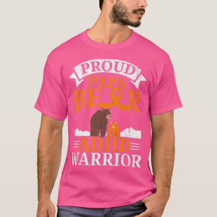 Mens Proud Papa Bear Of An ADHD Warrior ADHD Aware T-Shirt