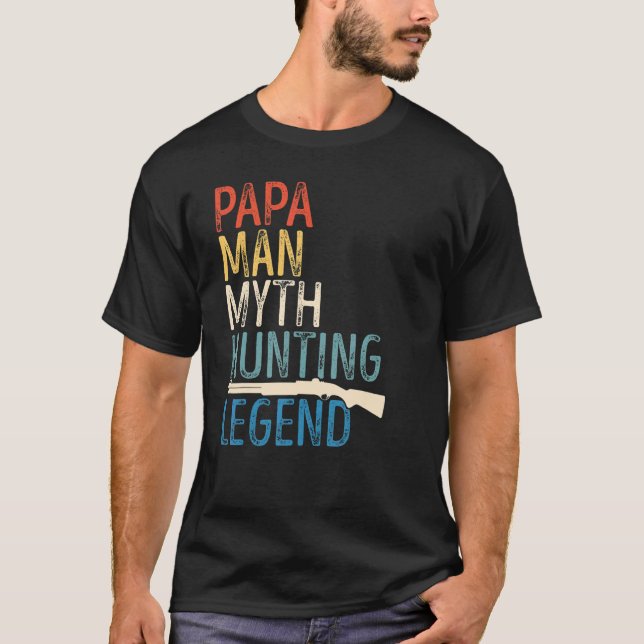 Mens Proud Papa Dad The Hunting Legend Retro Vinta T-Shirt (Front)