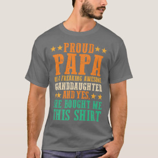 Mens Proud papa of granddaughter grandfather T-Shirt