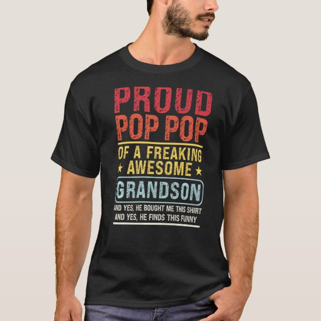 Mens Proud Pop Pop Of A Grandson Pop Pop   Grandso T-Shirt (Front)