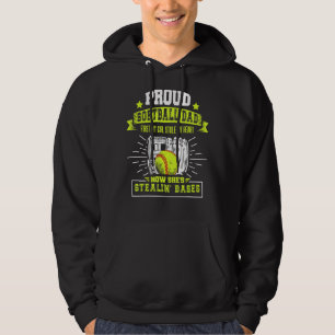 Mens Proud Softball Dad With Daughter Softball Fat Hoodie