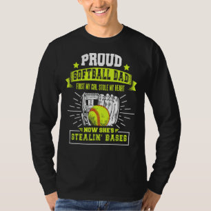 Mens Proud Softball Dad With Daughter Softball Fat T-Shirt