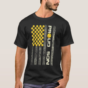 Mens Proud Son American Flag Softball Sport Patrio T-Shirt