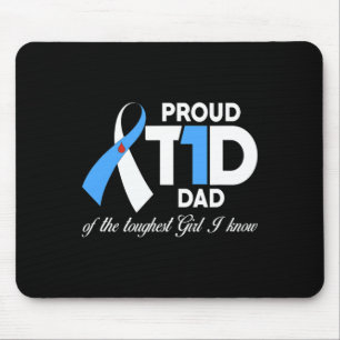 Mens Proud T1d Dad Of Daughter Diabetes Awareness Mouse Pad