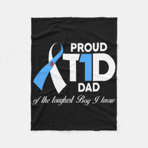 Mens Proud T1d Dad Of Son Diabetes Awareness Diabe Fleece Blanket