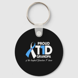 Mens Proud T1D Grandpa Of Grandson Diabetes Awaren Key Ring
