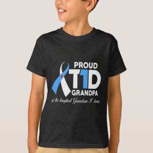 Mens Proud T1D Grandpa Of Grandson Diabetes Awaren T-Shirt