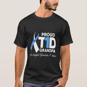 Mens Proud T1D Grandpa Of Grandson Diabetes Awaren T-Shirt