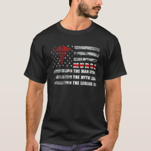 Mens Proud To Be A Murse Male Nurse Us Flag Nursin T-Shirt