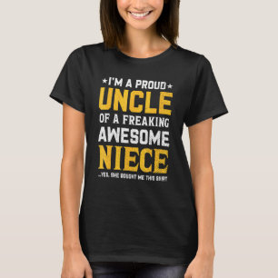 Mens Proud Uncle Of Awesome Niece For Men Cool Vin T-Shirt