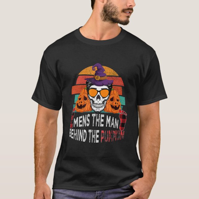 Mens Pumpkin skull with Buffalo plaid Sunglasses g T-Shirt (Front)