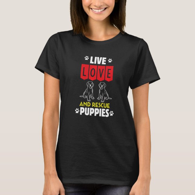 Mens Puppy Adoption Live Love And Rescue Dogs Anim T-Shirt (Front)
