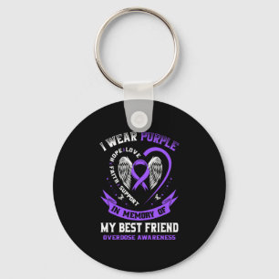 Mens purple in memory of friend drug overdose key ring