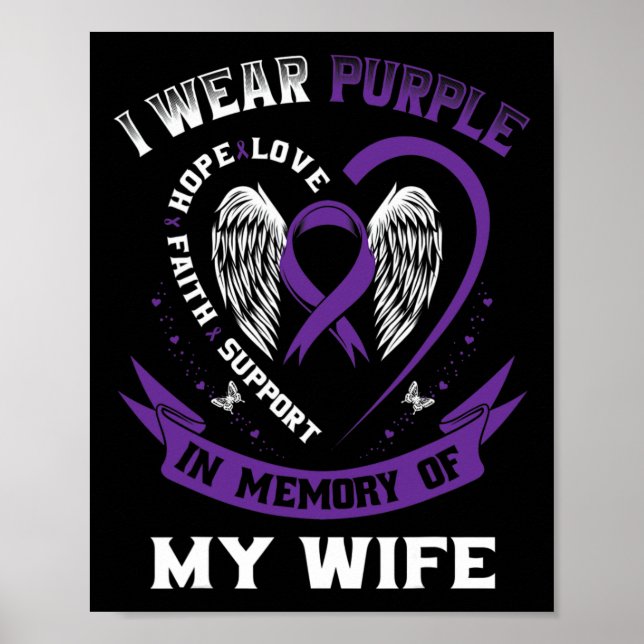 Mens Purple In Memory Of Wife Pancreatic Cancer Aw Poster (Front)
