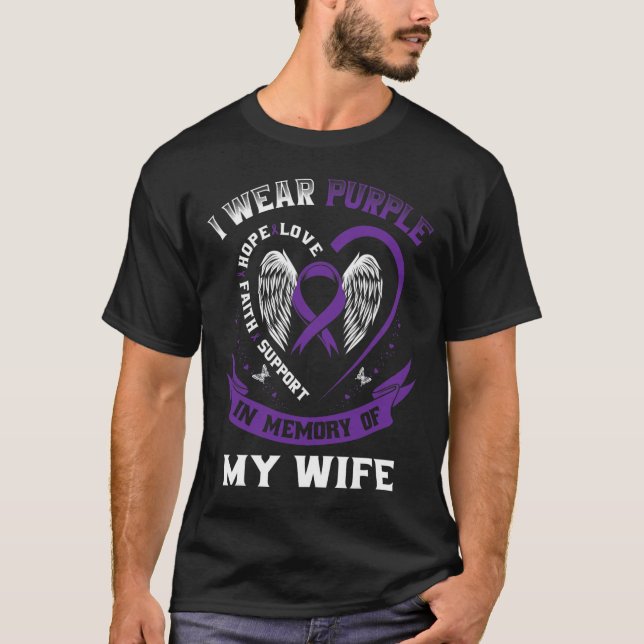 Mens Purple In Memory Of Wife Pancreatic Cancer Aw T-Shirt (Front)