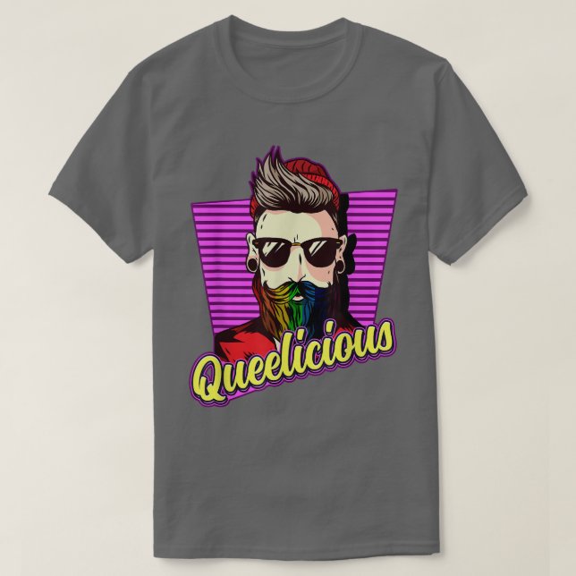 Mens Queelicious Rainbow Beard LGBT Pride T-Shirt (Design Front)