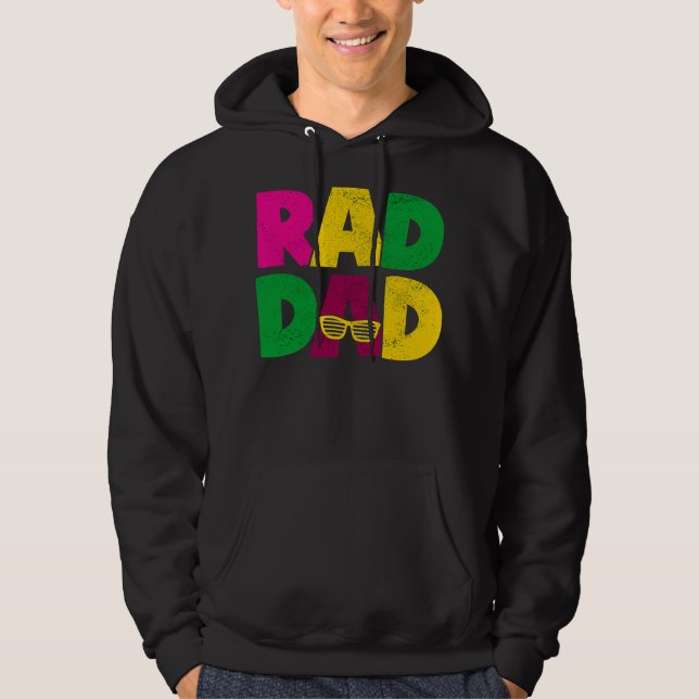 Mens Rad Dad Funny Cool 1980's 80's Retro Style Hoodie (Front)