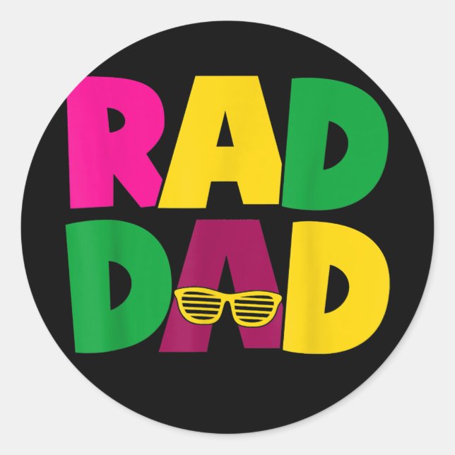 Mens Rad Dad Funny Matching Father Son 1980s 80s Classic Round Sticker (Front)