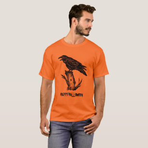 Men's Raven Halloween T Shirt Orange Personalise