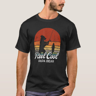 Mens Real Cool Papa Bear Father's Day Bear Fishin T-Shirt